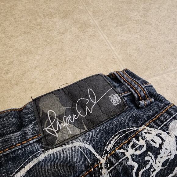 Vtg Y2k Makaveli Tupac 2Pac Rapper Skull Skate Urban Hip Hop Junior Shorts Sz 12 - Picture 8 of 10